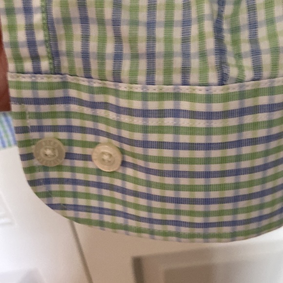 Men’s Alan Flusser small plaid green and blue button down, Size XL, Lightweight - Picture 14 of 17